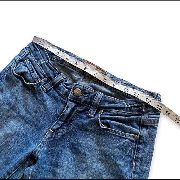 PAIGE Denim Skyline Drive Classic Rise Peg Leg Patchwork Med Wash Jeans - Picture 8 of 12